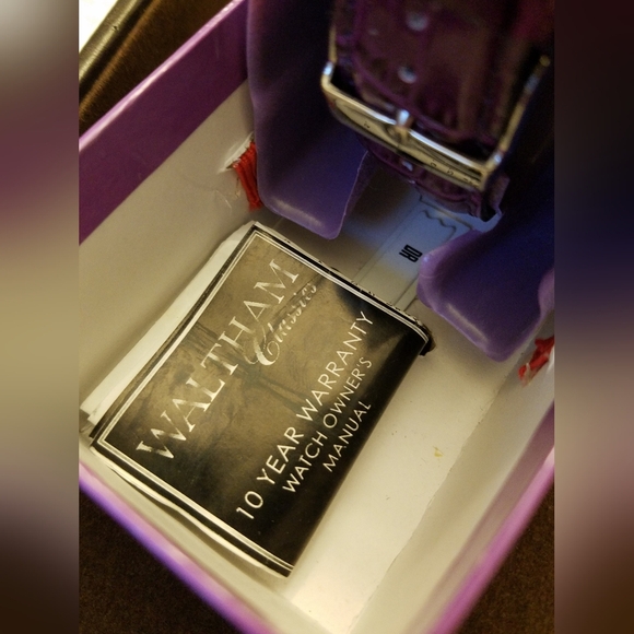 NIB Red by Waltham Wrist Watch Purple Faux Stones Alligator Band - Picture 4 of 16